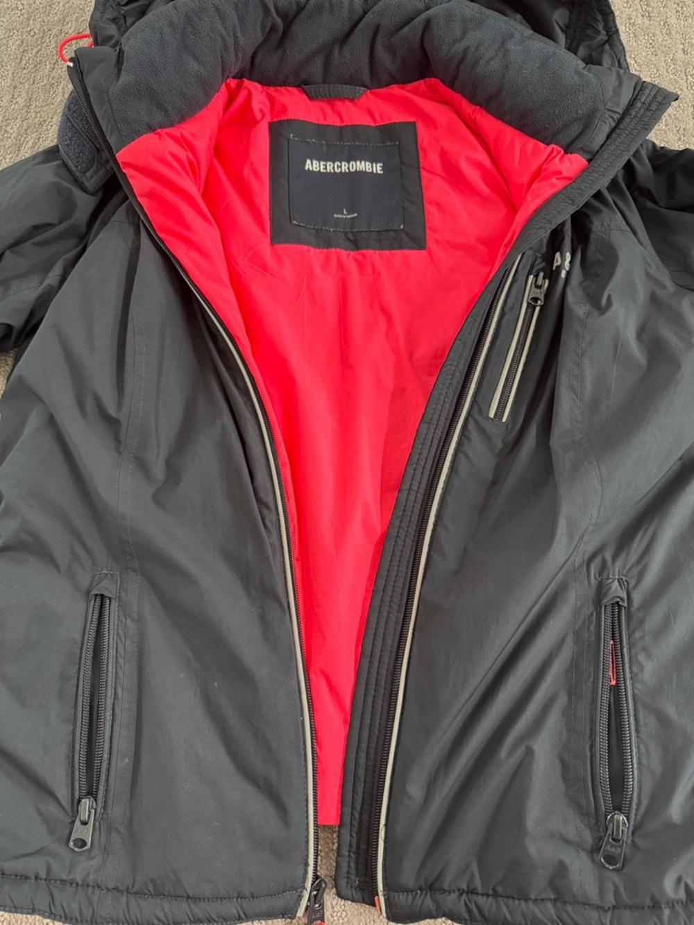 Abercrombie & Fitch Black Jacket with Red Lining